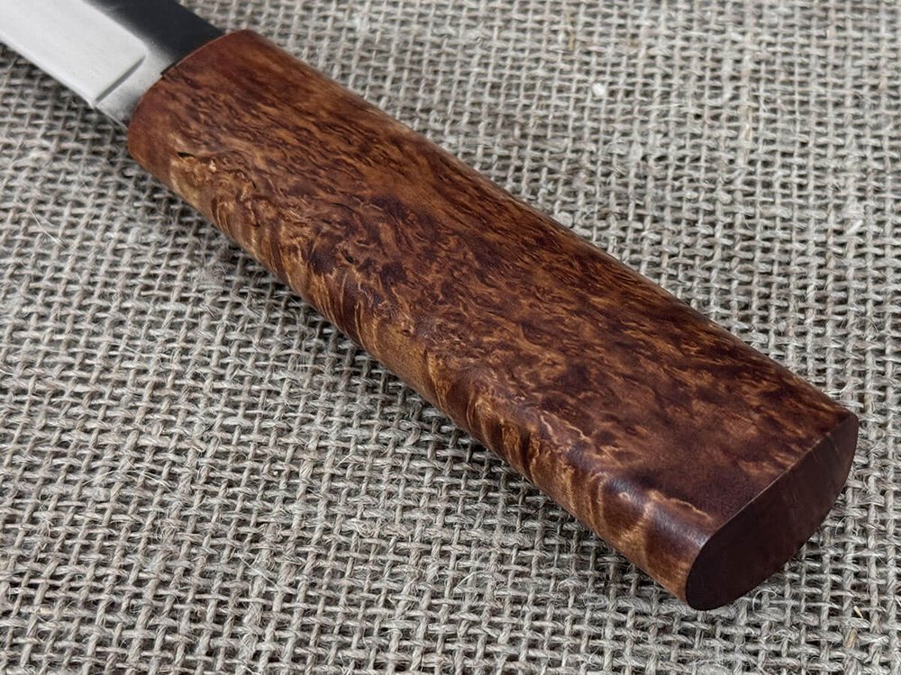 Нож шейный Ханты-Манси, рукоять мореная карельская берёза