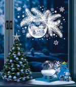 Набор новогодних наклеек на окна А4+ "Новогодний шар на еловой ветке" (Сфера)