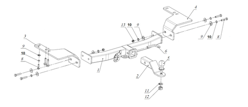 Фаркоп под квадрат для Haval H6, M6 2014-, Бизон.FA 0240-E(N)