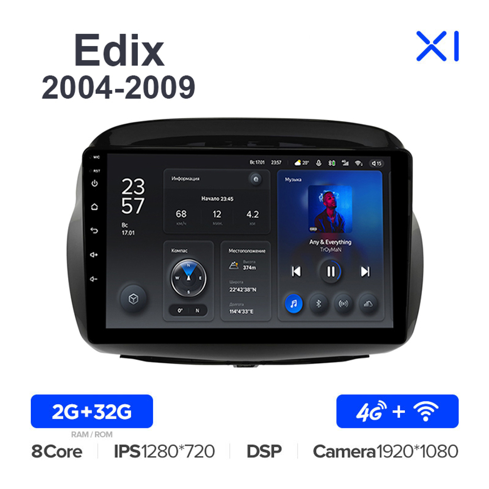 Teyes X1 10,2"для Honda Edix 2004-2009