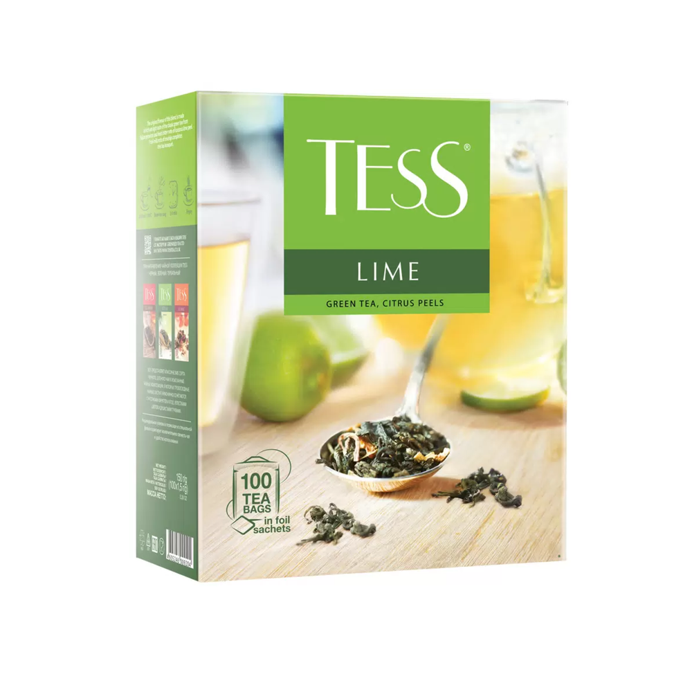 Чай зеленый с лаймом в пакетиках Tess Lime, 100 пак