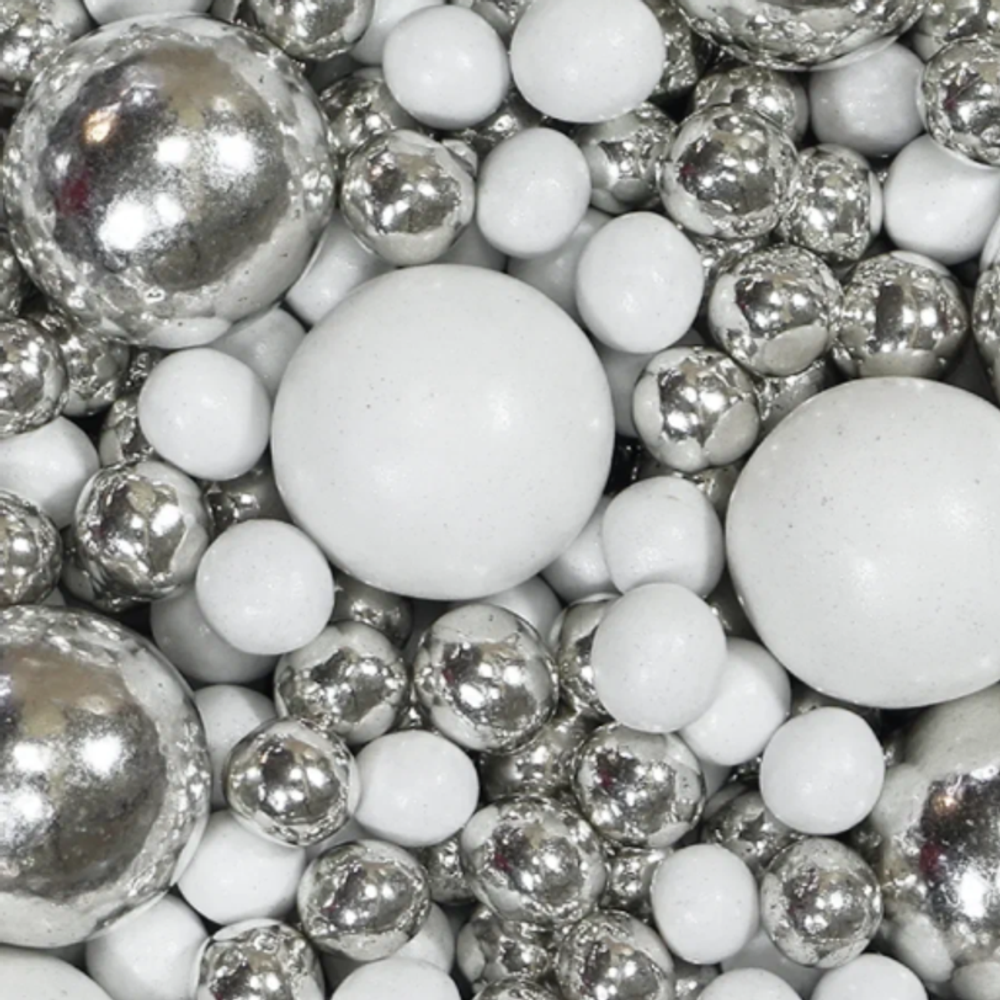 Посыпка MIXIE Диско-шарики Белые с серебром 45 гр