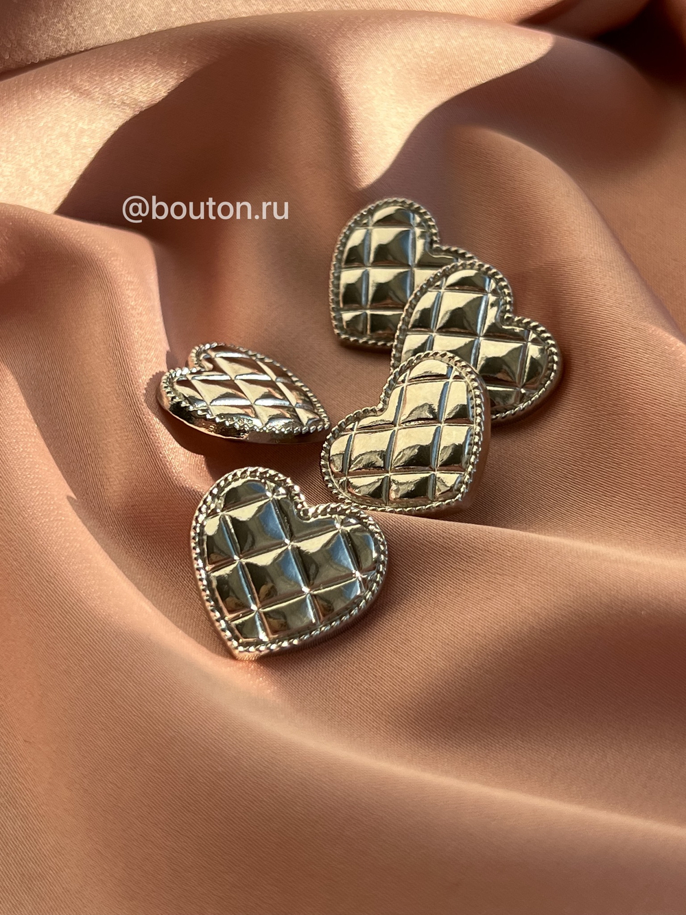 Пуговицы сердце серебро