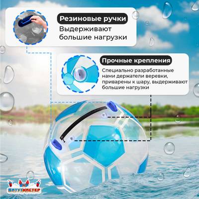 Аттракцион Водный шар "Футбольный мяч Голубой", ПВХ, 2 м