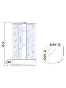 Душевая кабина RIVER NARA Б/К XL 100/44 MT  100x100x230 10000006203 Универсальная Четверть круга