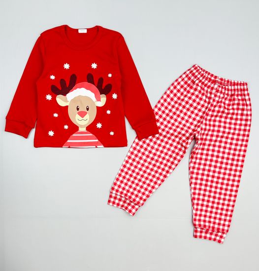 Пижама хлопковая Новогодняя, Красный/красный