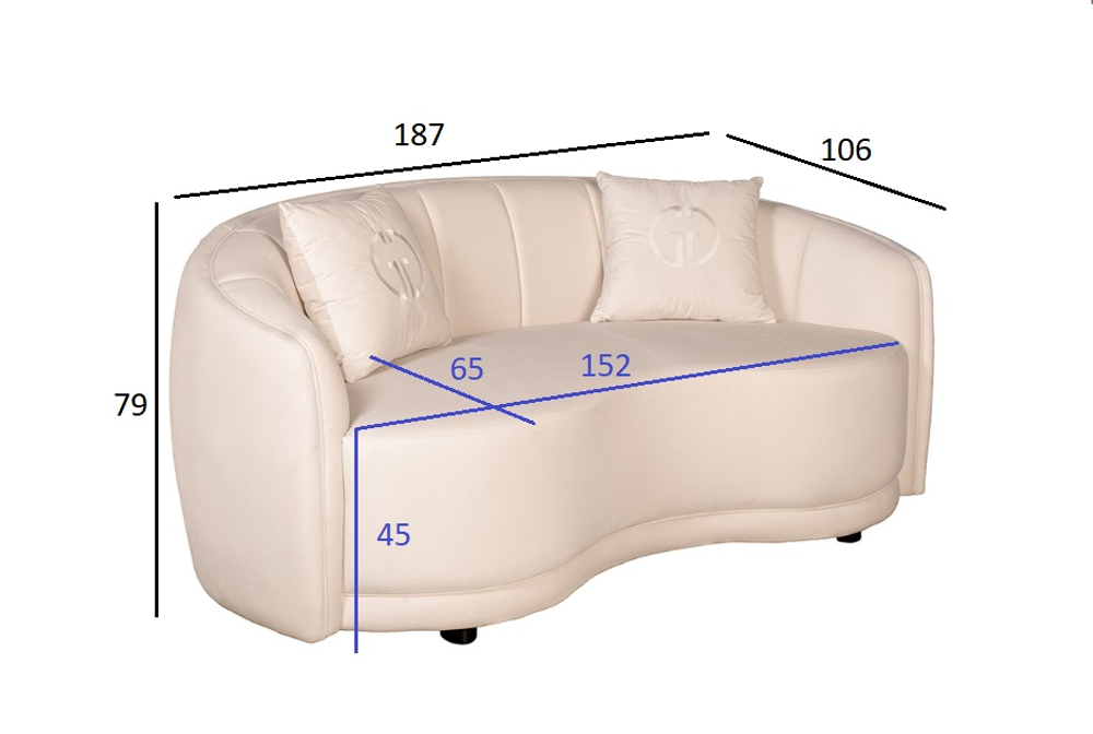 Диван двухместный бежевый 187x106x79см (без канта) Garda Decor