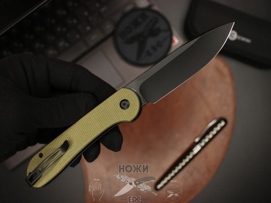 Складной нож Civivi Elementum Button C2103B c клинком из стали Sandvik™ 14C28N, рукоять микарта