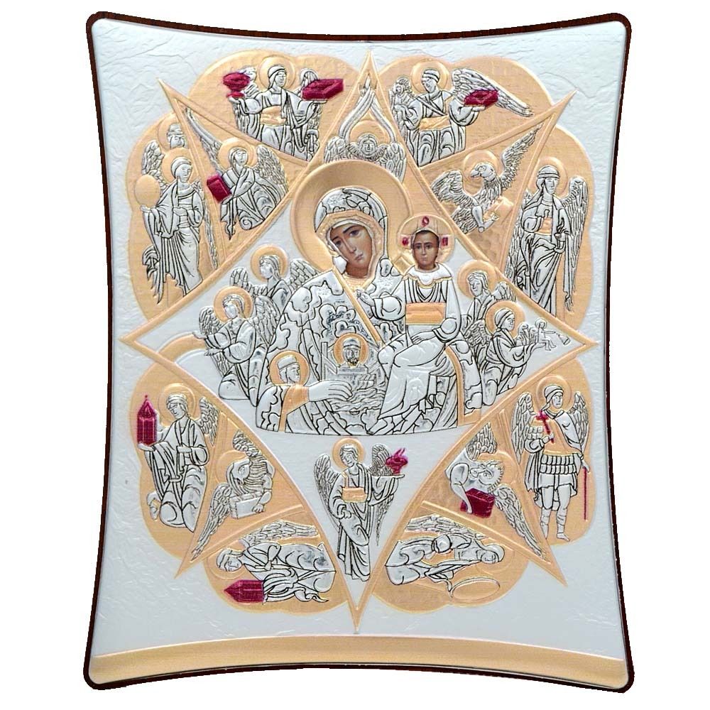 Неопалимая купина. Икона Богородицы в серебряном окладе. 16 х 20 см