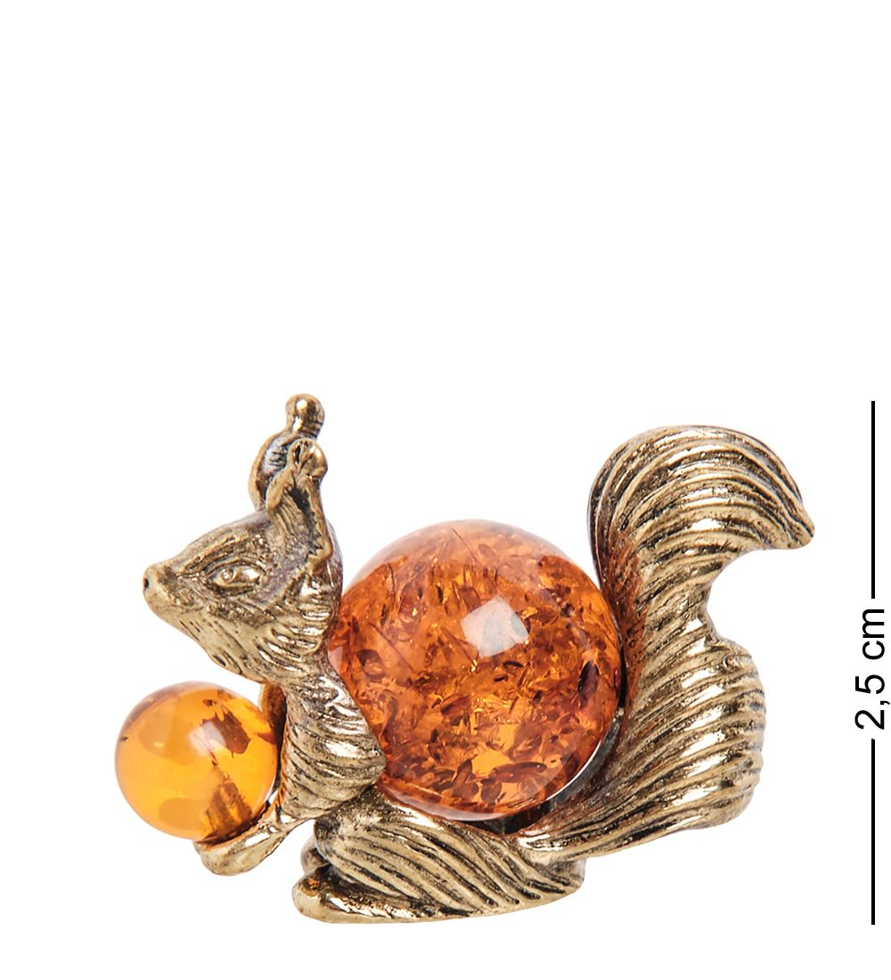 AM- 218 Фигурка «Белочка» (латунь, янтарь)