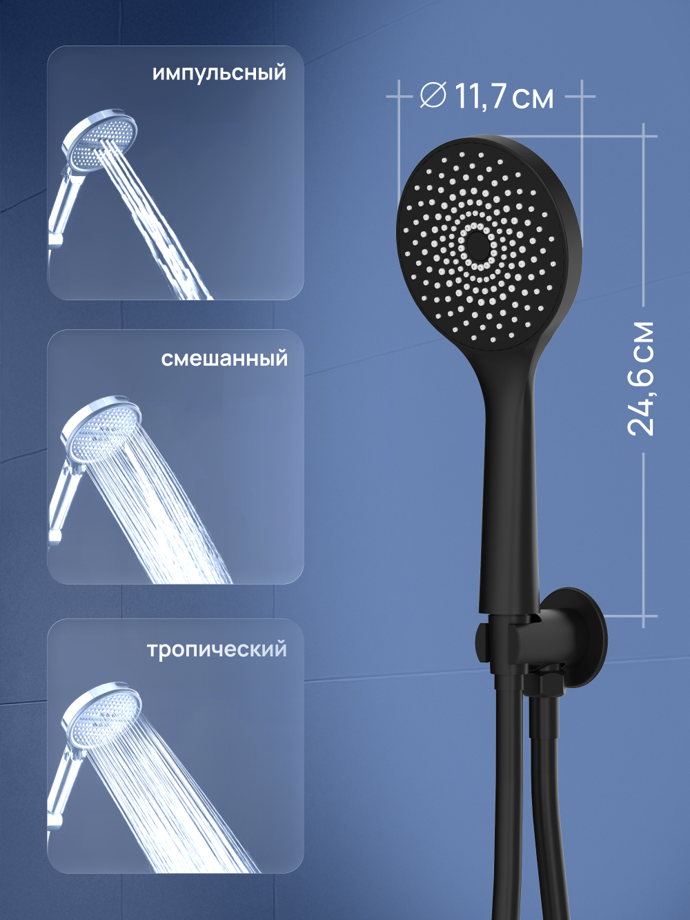 Душевой комплект STWORKI Эстерсунд S31240BK С ВНУТРЕННЕЙ ЧАСТЬЮ, матовый черный