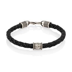 Браслет гайтан черный 5 мм с руной Феху Мельхиор