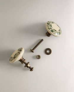 ZARA HOME НАБОР МЕБЕЛЬНЫХ РУЧЕК ИЗ КЕРАМИКИ «ЦВЕТОК» (2 ШТ.), ЗЕЛЕНЫЙ