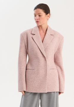 Жакет из шерсти лодена бежево-розовый