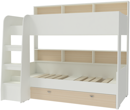 Двухъярусная кровать КарИВи Голден Кидс 1 Белый   Дуб Молочный