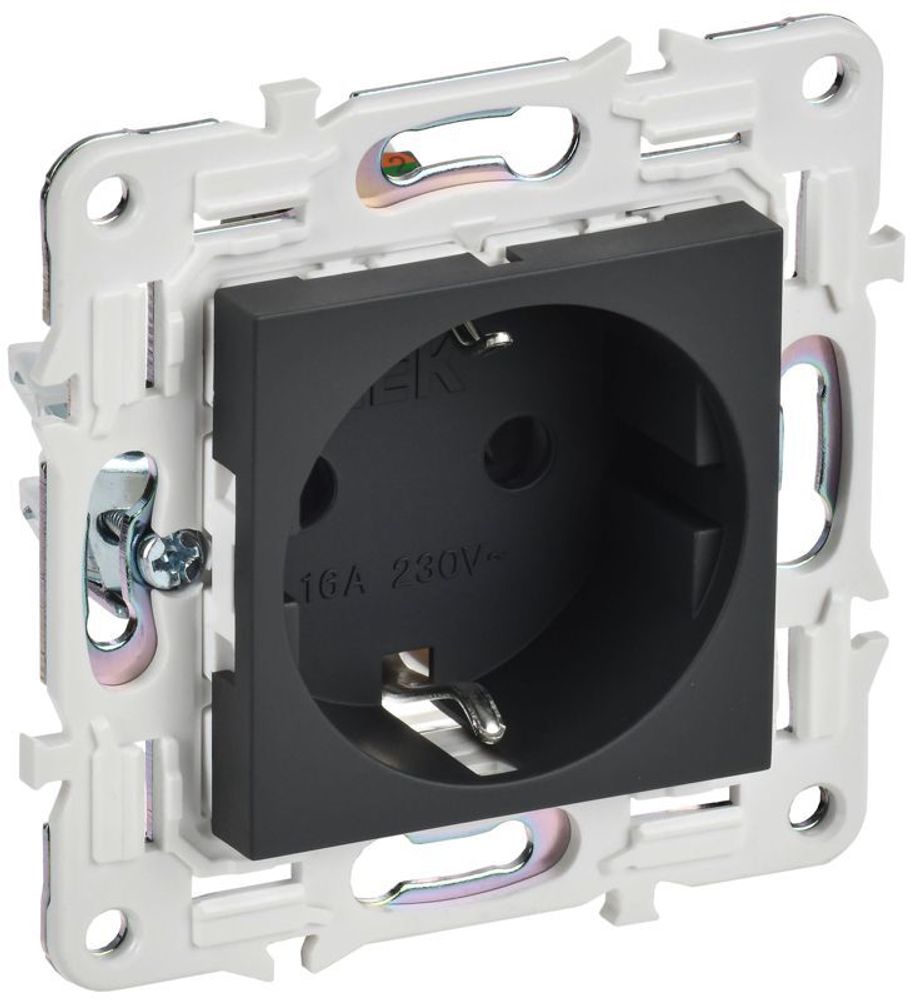 Розетка SKANDY 16А с заземл. защ. шторки SK-R04G графит IEK SK-R14-16-K53