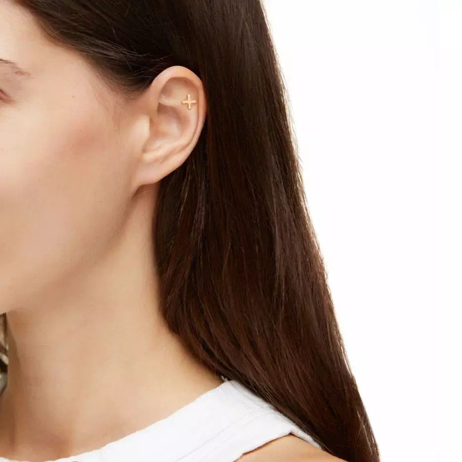 Лабрет Plain Cross Stud Earring – Gold