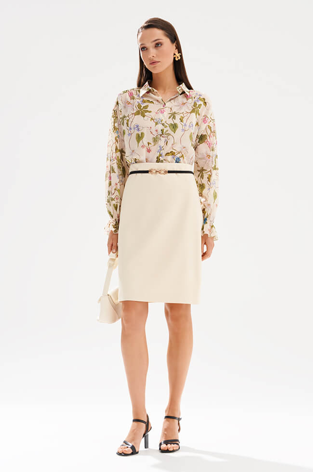 23540 Блузка женская (сливочный принт)