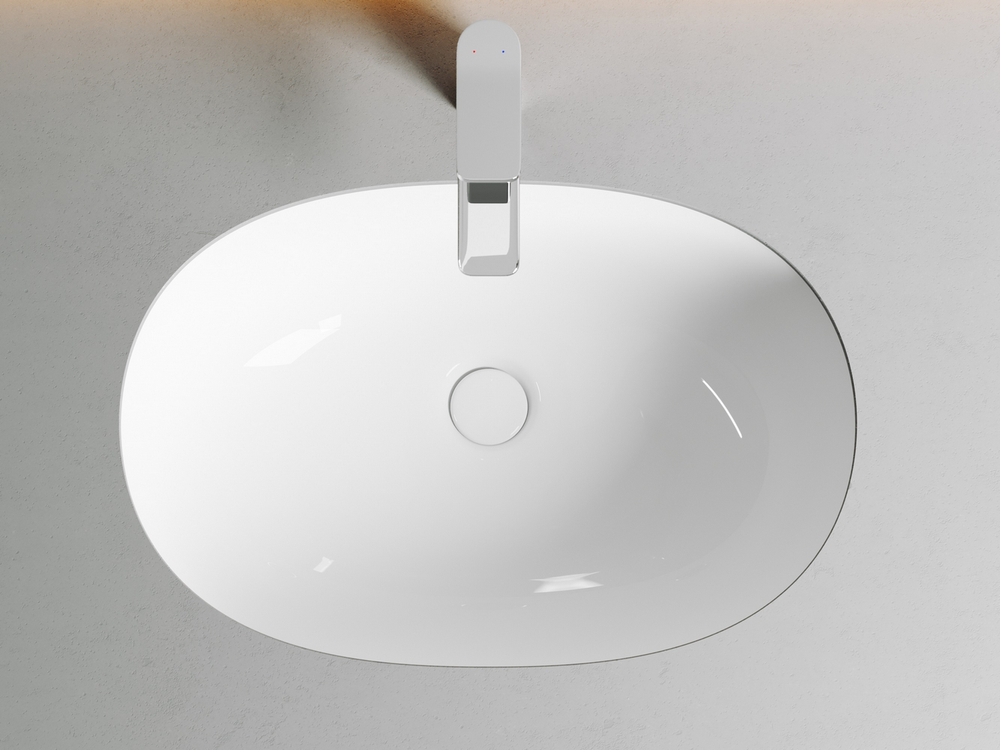 Умывальник овальный встраиваемый под столешницу Element 565x385x210мм, с крепежом и шаблоном для установки