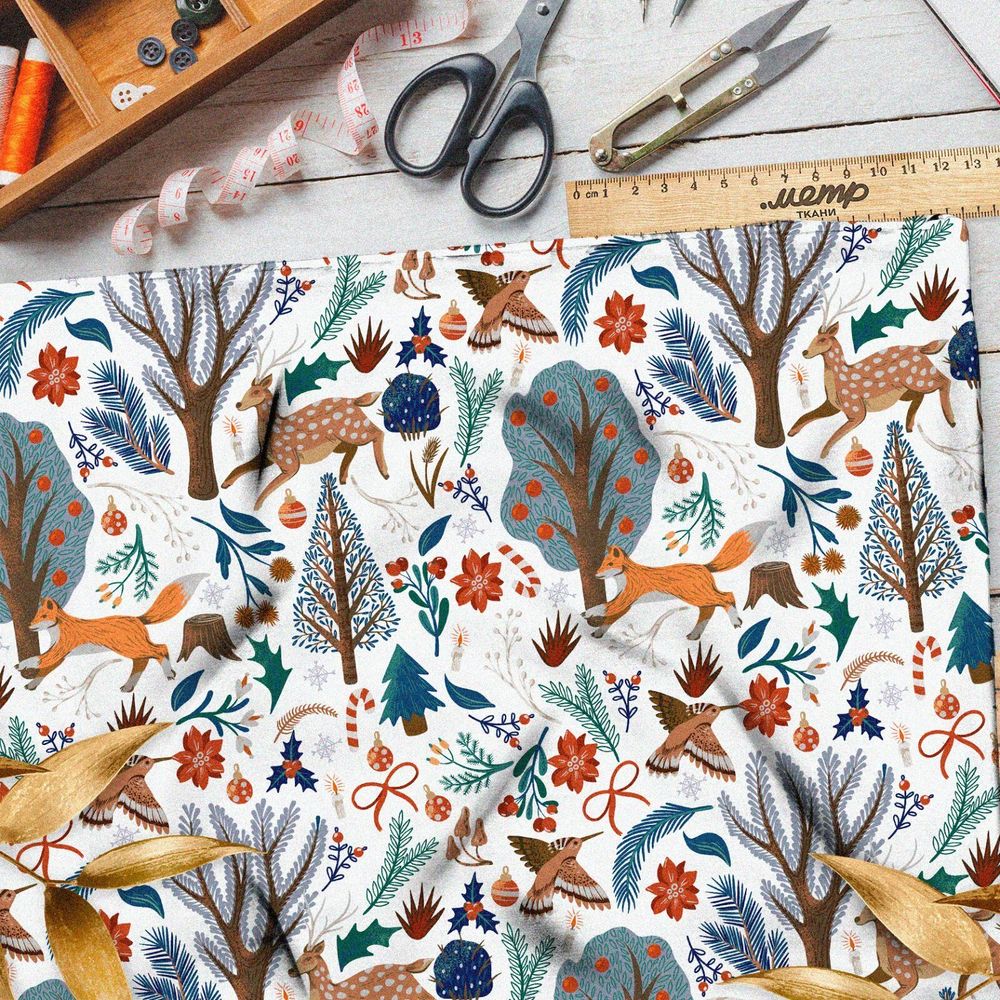 Ткань блэкаут животные в лесу