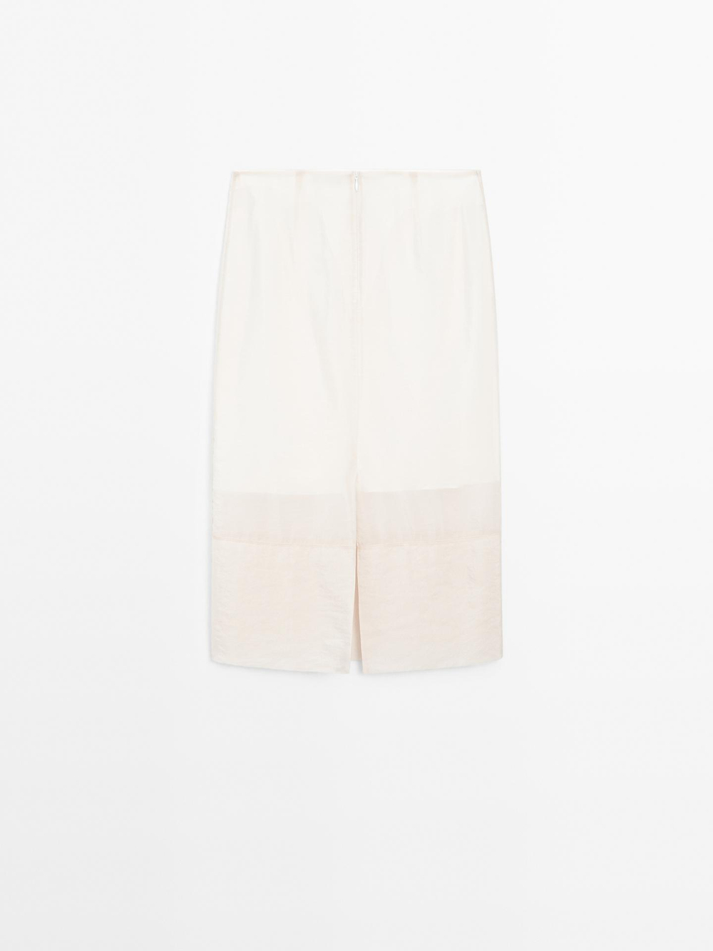 Massimo Dutti Атласная юбка миди, кремовый