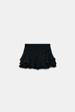 ZARA ШОРТЫ С ВОЛАНАМИ — ZW COLLECTION, ЧЕРНЫЙ