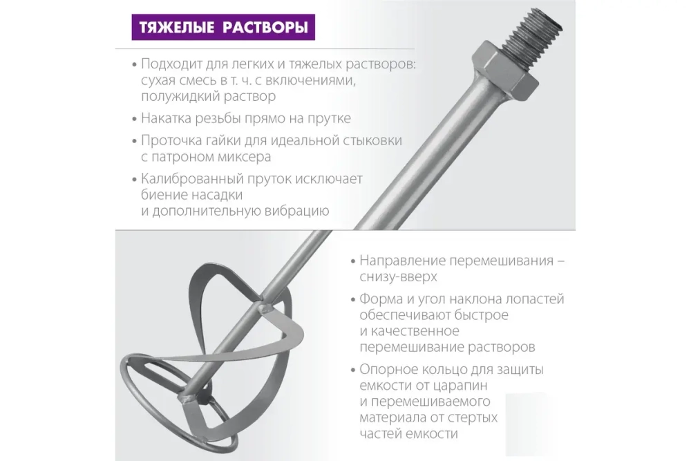 Насадка-миксер ЗУБР Профессионал 120 мм, М14, для тяжелых растворов МНТ-П120