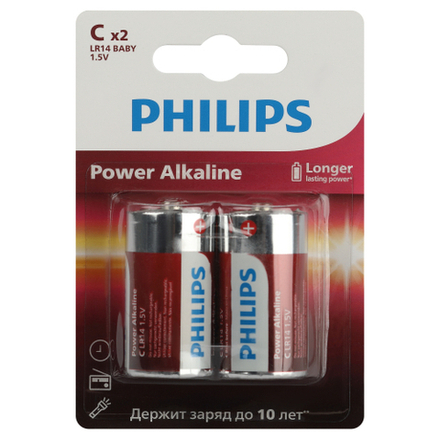 Батарейки Philips LR14P2B/51 С алкалиновые 2 шт. LR14-2BL Power (2/24/48/5760)