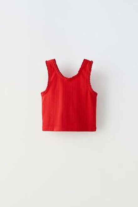 ZARA ТОП VARSITY С ПЕРФОРАЦИЕЙ, КРАСНЫЙ