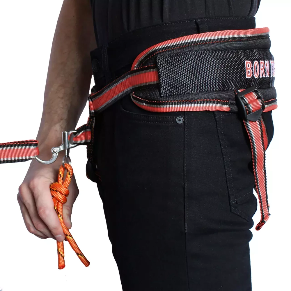 пояс для каникросса с карабином быстрого спуска красный