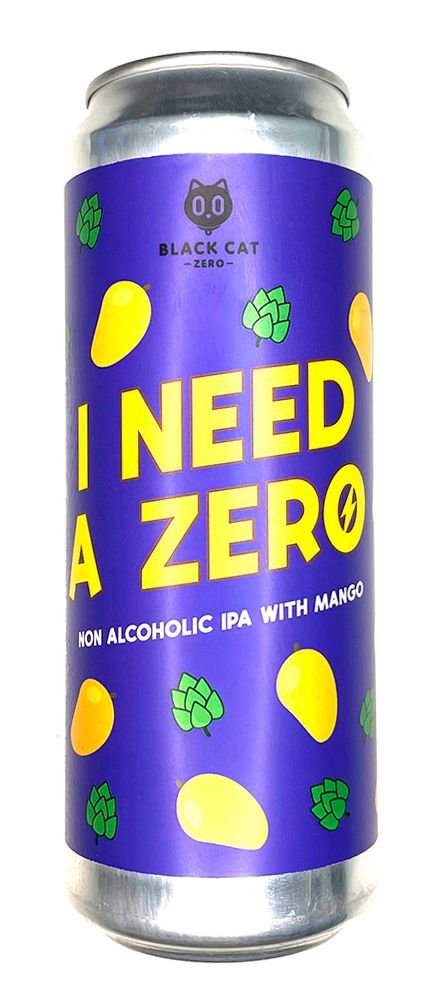 Пиво Блэк Кэт Ай Нид А Зиро: Безалкогольный ИПА С Манго / Black Cat I Need A Zero: Non-alcoholic IPA With Mango 0.45л - 10шт
