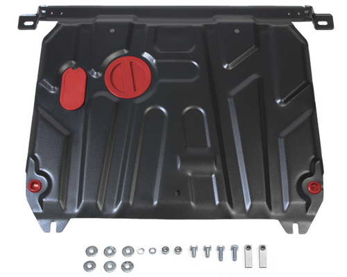 Защита картера и КПП АвтоБроня для Hyundai Solaris I (V - 1.4; 1.6) 2010-2017/Kia Rio III (V - все) 2011-2017, штампованная, сталь 1.5 мм, с крепежом, 111.02343.1