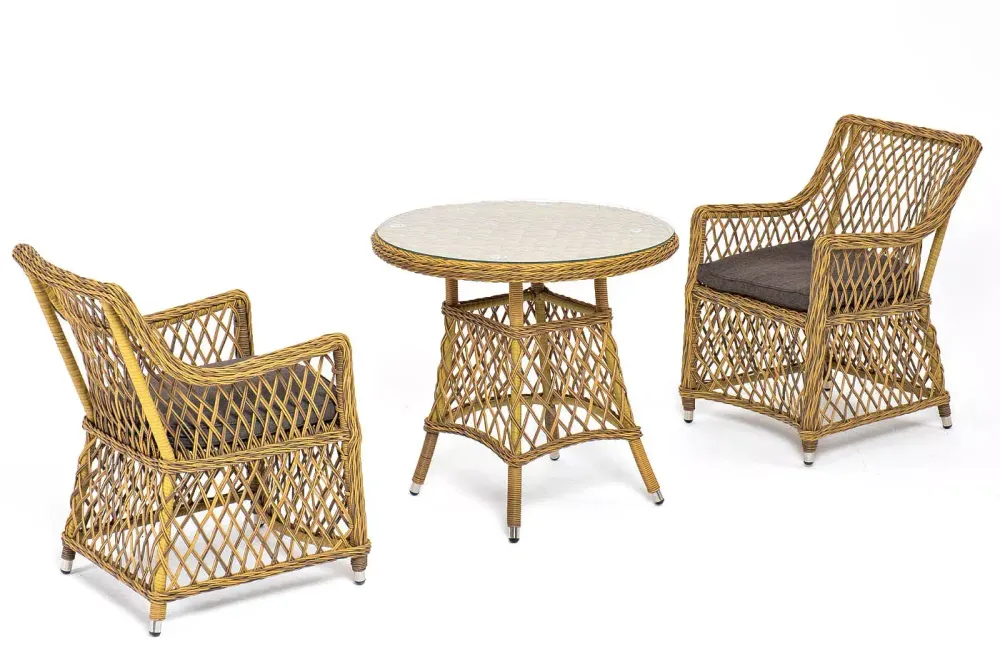 "Эспрессо-80 L" обеденная группа плетеная, цвет соломенный