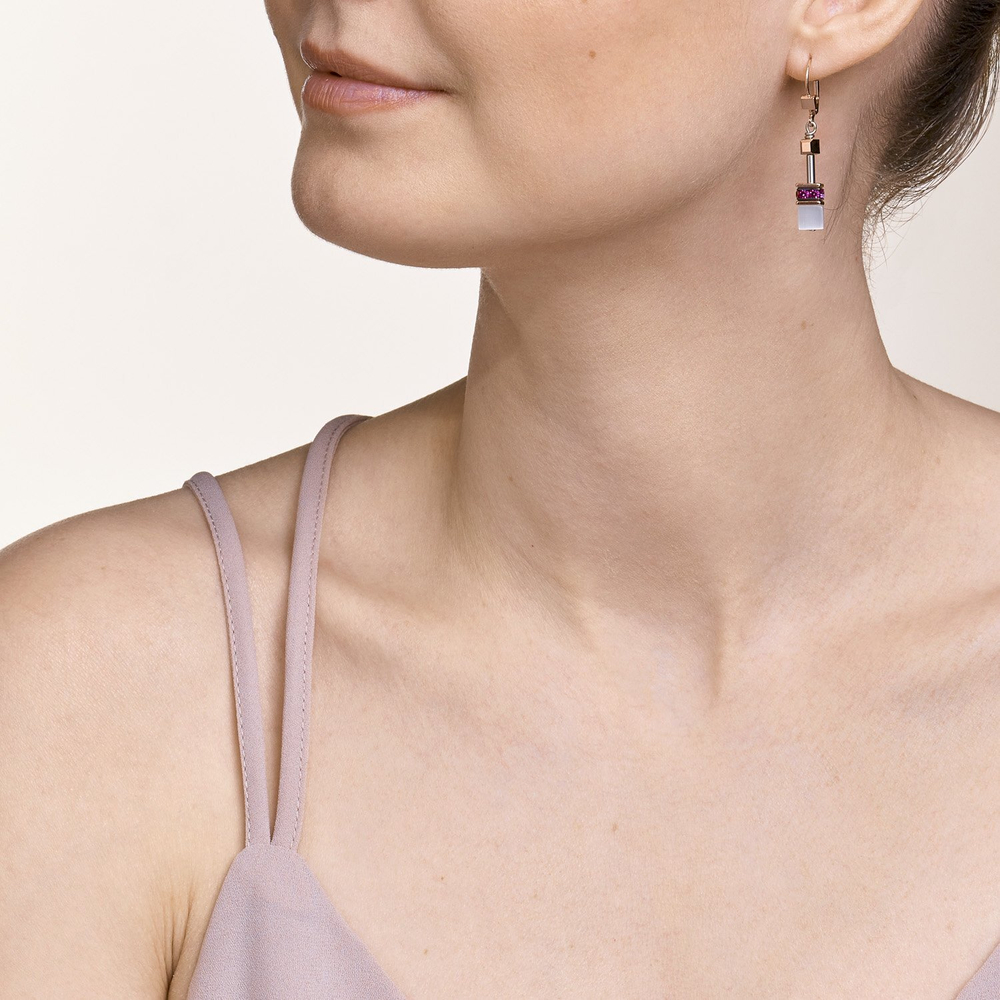Серьги White&Pink Rose Gold Coeur de Lion
