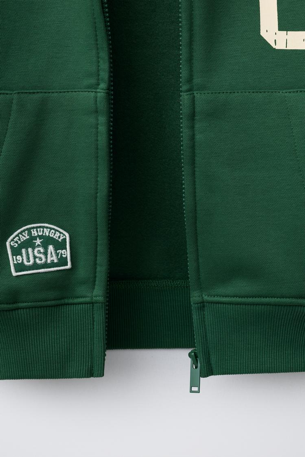 ZARA ХУДИ С НАДПИСЬЮ, ЗЕЛЕНЫЙ