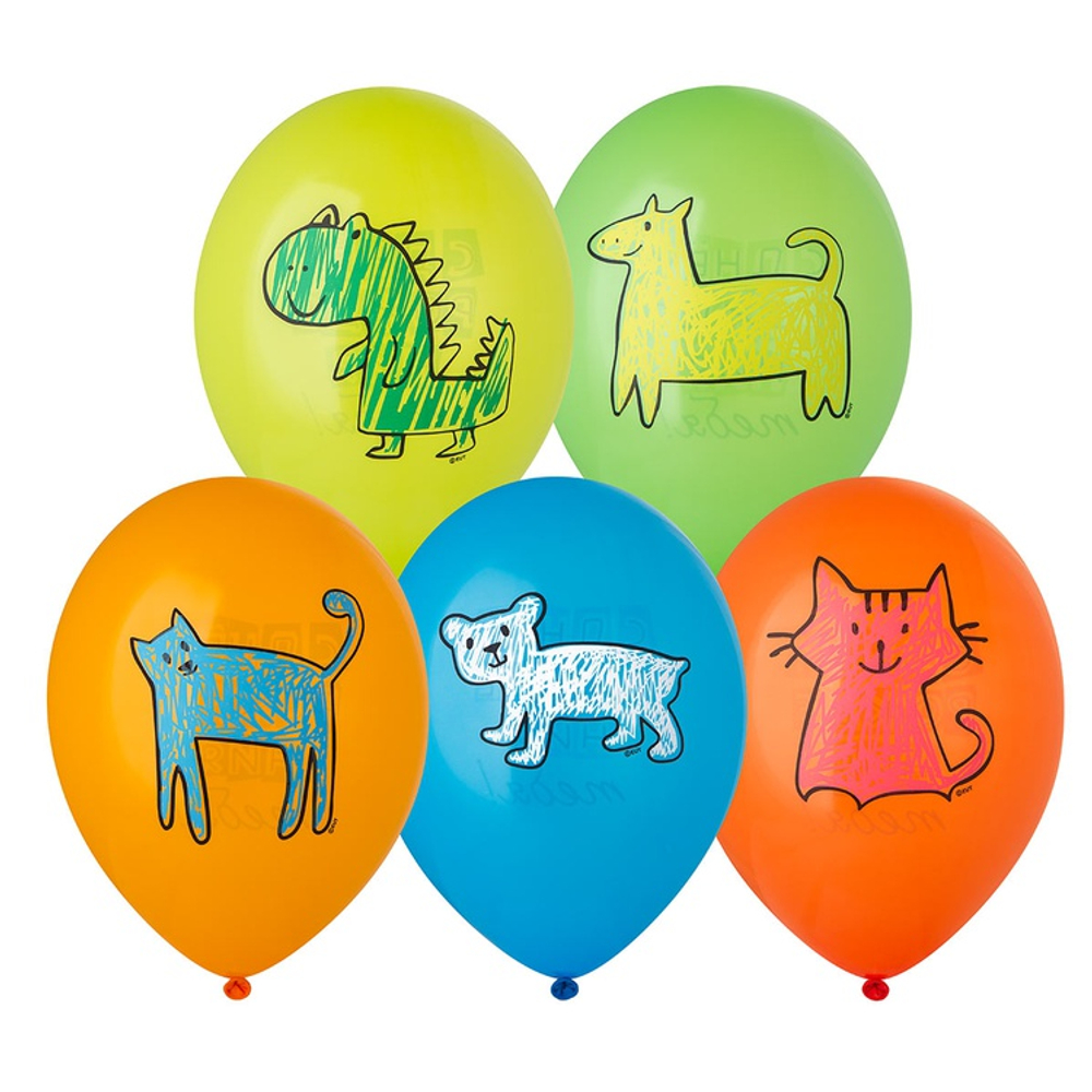 Шар латексный 35см С ДР! Тебя Зверюшки (Ассорти)