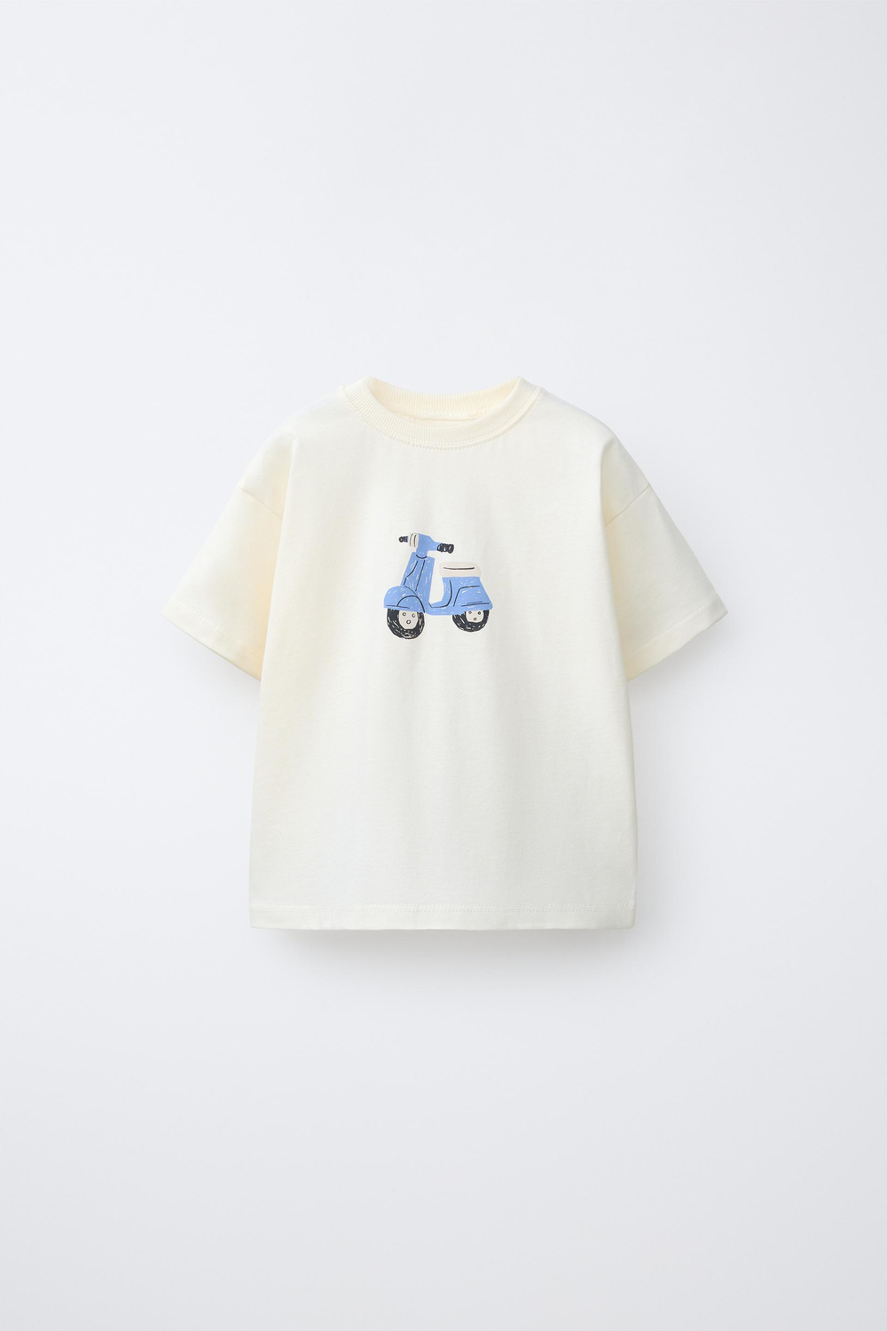 ZARA ФУТБОЛКА С МОТОПРИНТОМ, БЕЛЫЙ