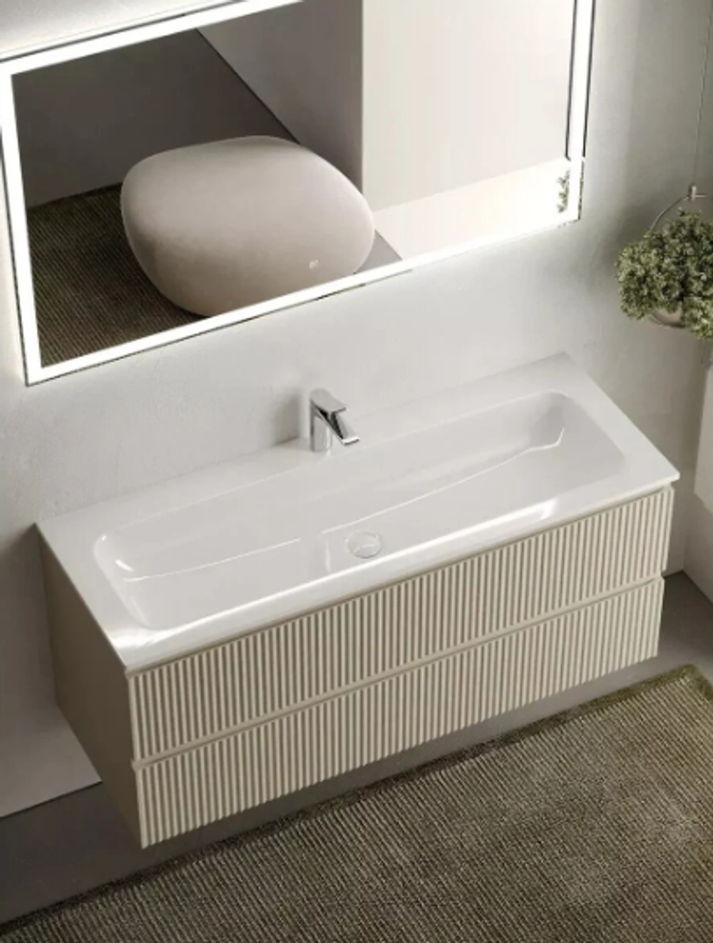 Тумба подвесная SANCOS Snob R 1195х445х500, c двумя ящиками оснащенными доводчиками, Beige Soft, арт.SNR120CE