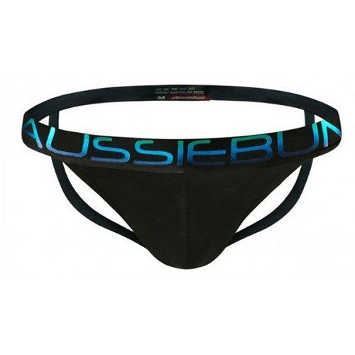 Мужские трусы джоки черные Aussiebum SEX APPEAL BLACK - BLUE JOCK