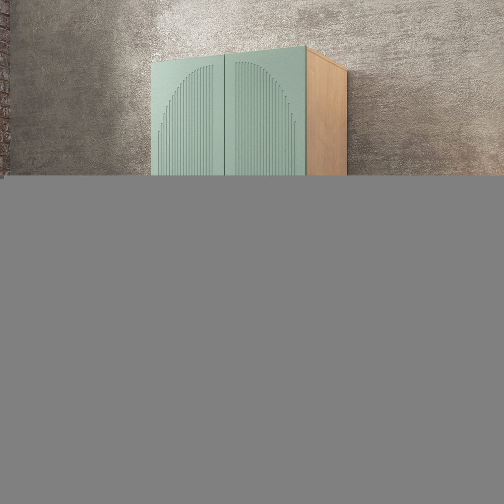 Шкаф Агератум МДФ двухсекционный Лайн шалфей (0,27) А10024 матовая - Дуб Сонома 3025  120*45*240