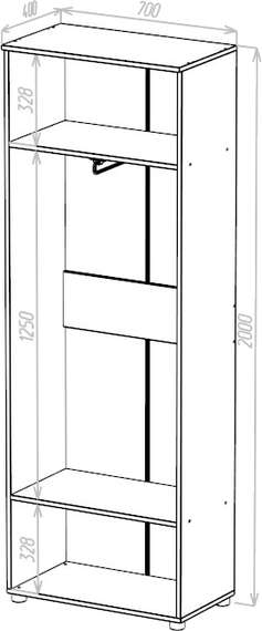 Шкаф для одежды без дверей глубиной 400 Стандарт Про дуб сонома