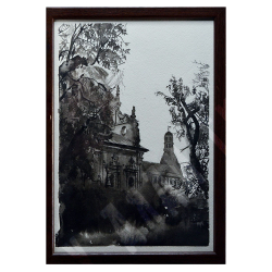 Шахматов Л.А.  Монастырь. Тушь, бумага. Москва. 2018 г.