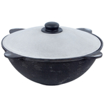 Казан 8л узбекский чугунный с алюминиевой крышкой, плоское дно (г.Наманган)