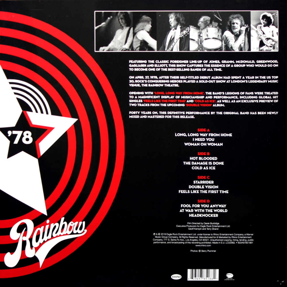 Foreigner / Live At The Rainbow ‘78 (2LP)