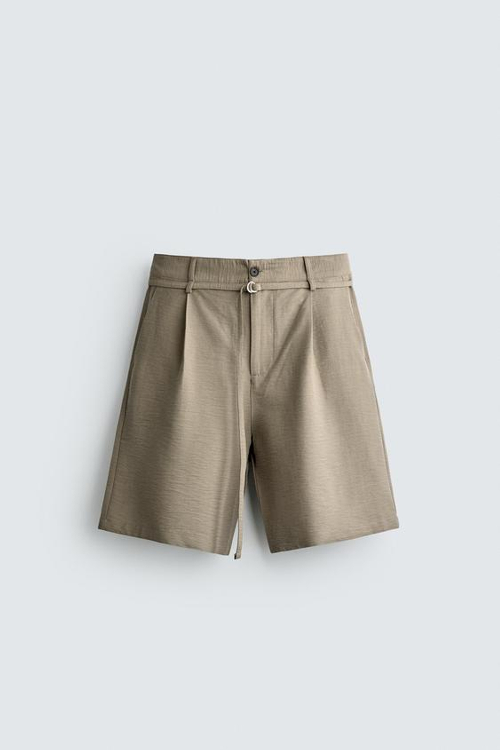 ZARA ШОРТЫ RELAXED FIT СО СКЛАДКАМИ И РЕМНЕМ, РЫЖЕВАТО-КОРИЧНЕВЫЙ