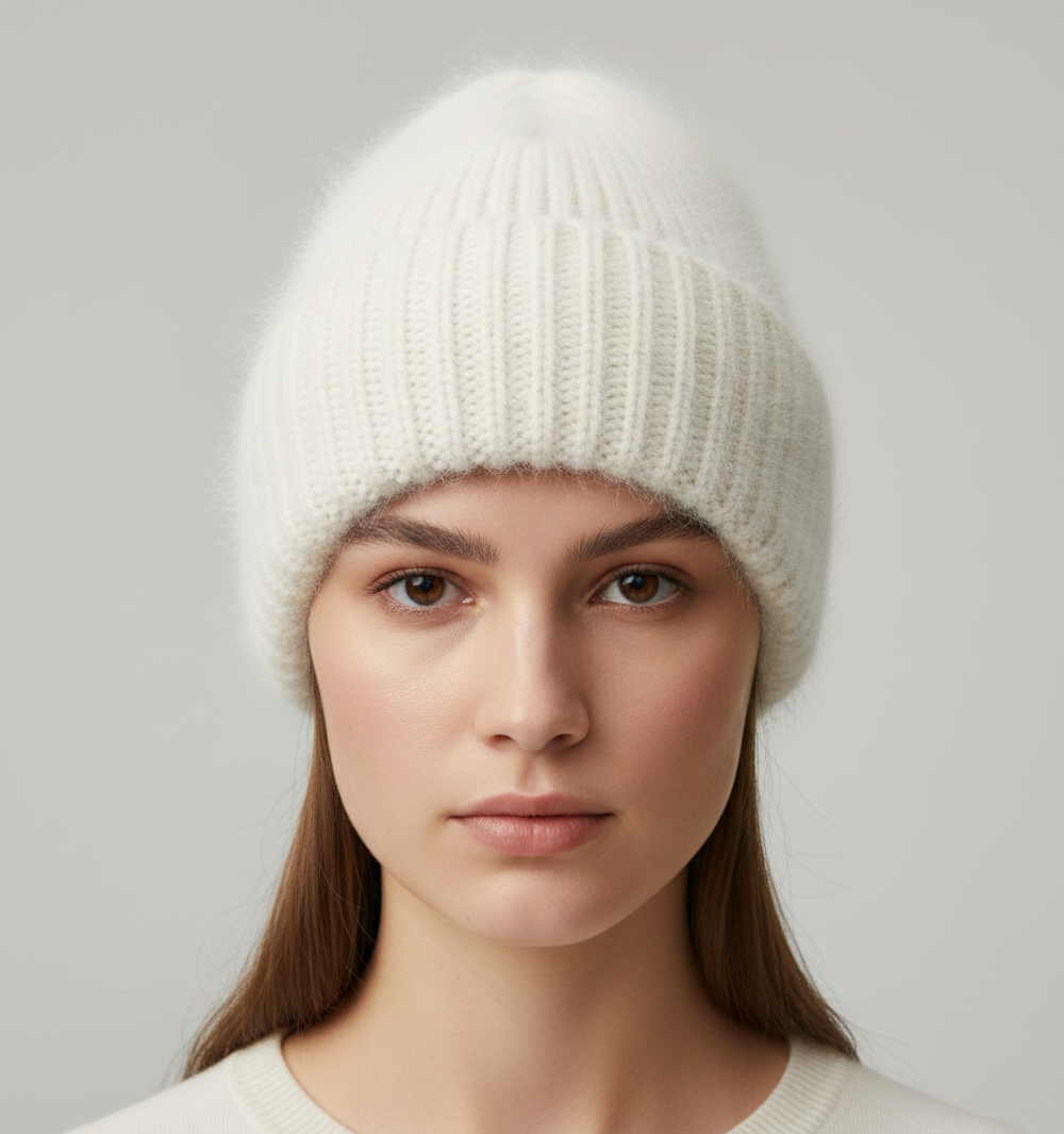 Шапочка из ангоры Biagioli Modesto белоснежная