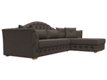Диван угловой Артис правый угол, Амур 05 коричневый, Рогожка, 122770