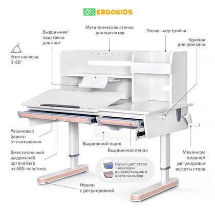 Комплект стол Montreal 2 + кресло Ergokids Space Air розовый