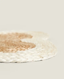ZARA HOME ДЖУТОВЫЙ КОВРИК ДЛЯ ДОМАШНИХ ЖИВОТНЫХ В ФОРМЕ КОСТИ, СВЕТЛО-БЕЖЕВЫЙ