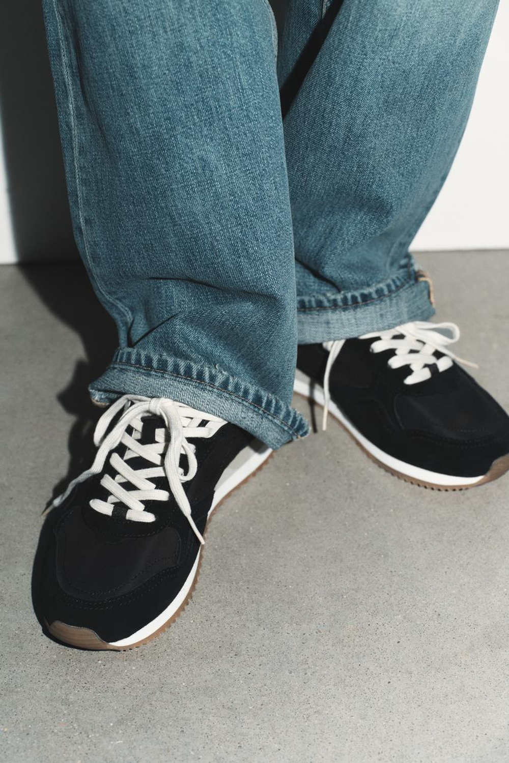 ZARA КОНТРАСТНЫЕ БЕГОВЫЕ КРОССОВКИ, ЧЕРНЫЙ